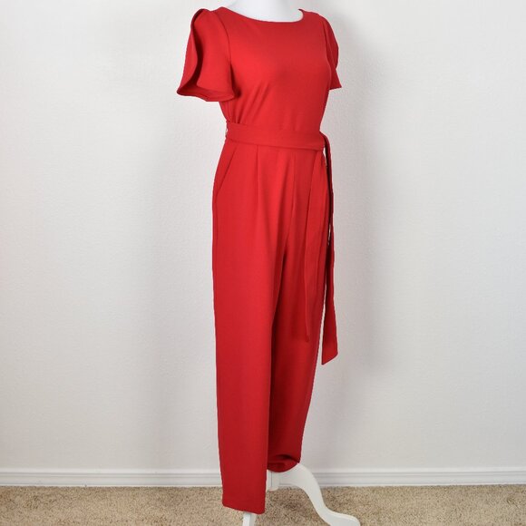 Calvin Klein Belted Short Sleeve Jumpsuit - 8 - Picture 8 of 9